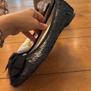 Zara black sequin ballet flat 39/8